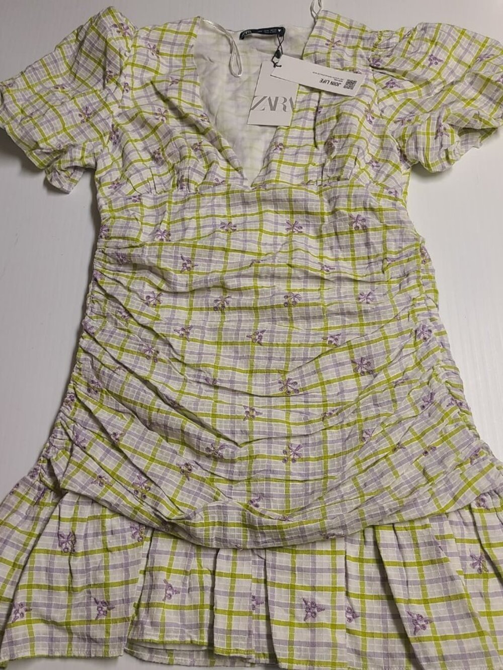 ZARA Checkered Draped Dress Size M 0881/315 - Picture 2 of 9